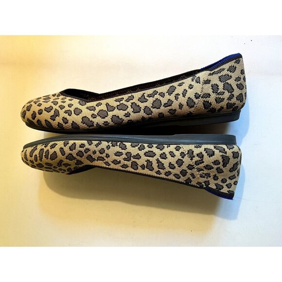 Rothy's 8 The Flat Round Toe Ballet Flat Shoe Cheetah Print Brown Washable - Picture 8 of 11